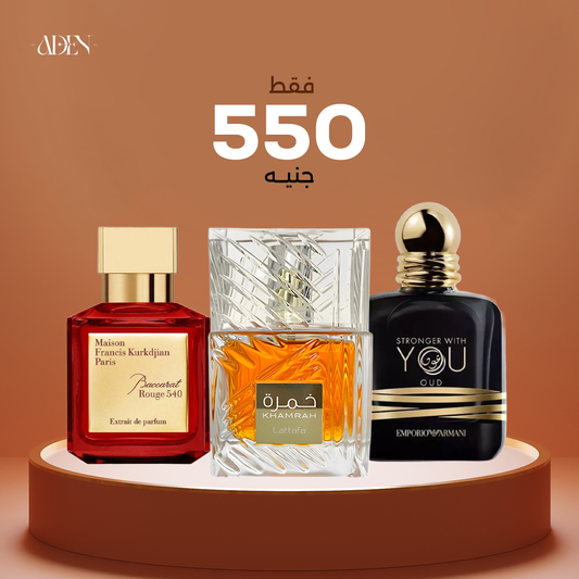 عرض مجموعة عطر خمرة 40 مل+ عطر  انتنس عود  30 مل + عطر بكرات روج 30 مل