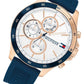 Tommy Hilfiger Men's Bank Sports Watch - Navy Blue/White/Rose Gold