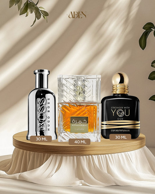 عرض عطر استرونجر عود + عطر هوجو بوس +  عطر خمرة