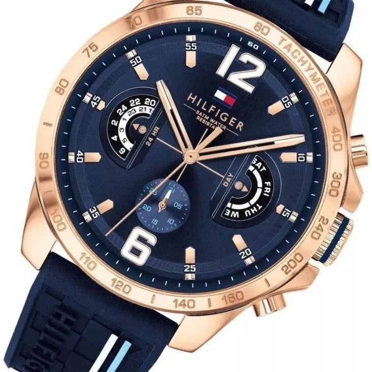 Tommy Hilfiger Watch Decker Blue & Rose Gold Men's Watch