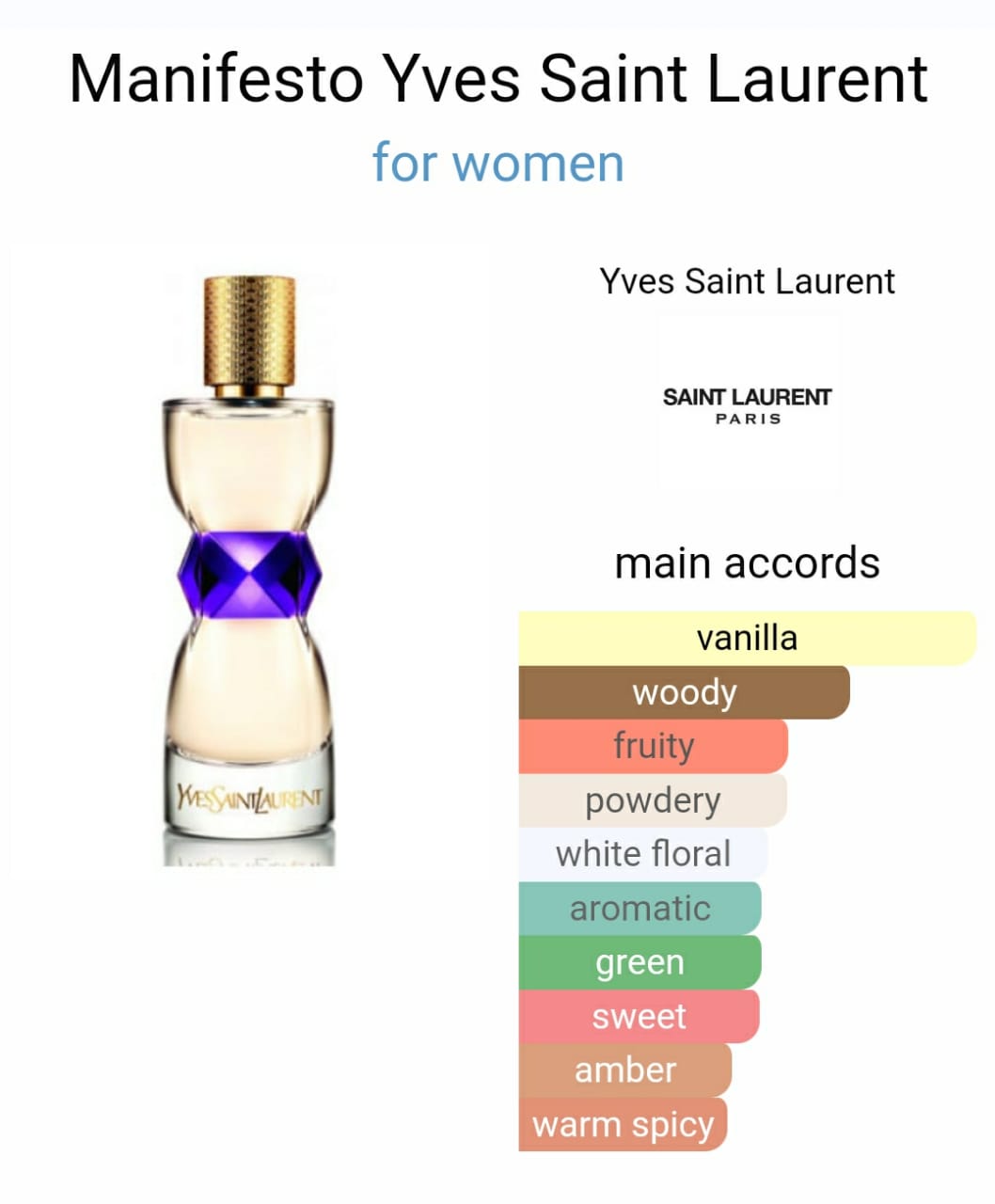 Manifesto By Yves Saint Laurent  - Eau de Parfum - For Women 100ML